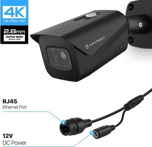 Alt view image 7 of 7 - Amcrest UltraHD 4K (8MP) Outdoor Bullet Security IP POE Camera, 98ft NightVision, 2.8mm Lens, IP67 Weatherproof, 256GB MicroSD Recording, Black (IP8M-2496EB-V2)