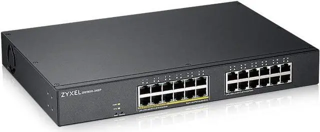 Main image of ZYXEL 24-Port PoE Switch Gigabit Ethernet Smart (GS1900-24EP) - Managed, with 12x PoE+ @ 130W, Rackmount, Limited Lifetime Protection, Welcome to consult