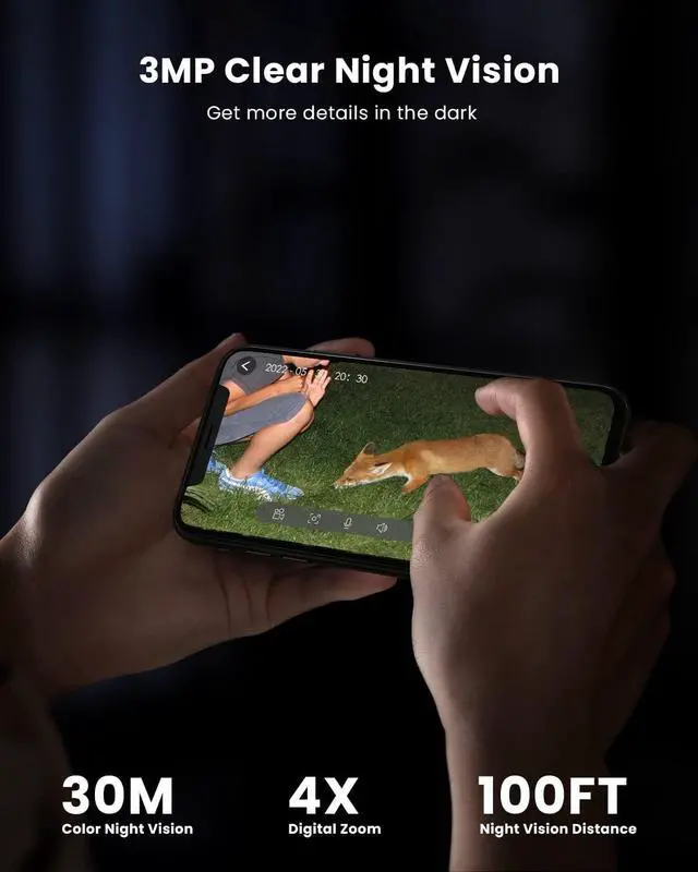 Alt view image 4 of 7 - ieGeek Security Cameras Wireless Outdoor, 2K WiFi Home Security System 360° PTZ Camera 2 Pack, Solar/Battery Powered Cam with Spotlight/Siren/AI/Motion Sensor/3MP Color Night Vision, Works with Alexa