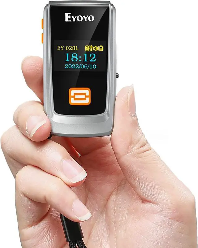 Main image of Eyoyo Mini Bluetooth Barcode Scanner with LCD Display,1D Laser Portable USB Wireless Book Bar Code Scanner Reader for Library Classroom Inventory, Compatible with iPhone iPad Android iOS POS Laptop