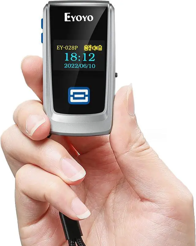 Main image of Eyoyo Mini Bluetooth QR Code Scanner with LCD Display, Portable Wireless 1D 2D Book Barcode Scanner Reader for Library Classroom Inventory Compatible with iPhone iPad Android iOS POS Laptop Tablet