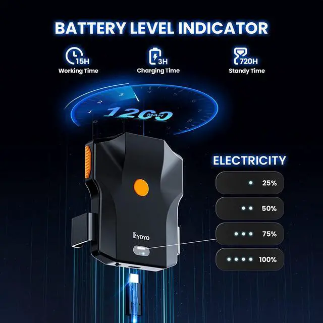 Alt view image 6 of 7 - Eyoyo 1D Bluetooth Barcode Scanner Wireless, Back Clip Phone UPC USB Bar Code Reader with Battery Level Indicator Compatible with 4.7"-7.2" Android Phone, iPhone for Warehouse Book Library Inventory