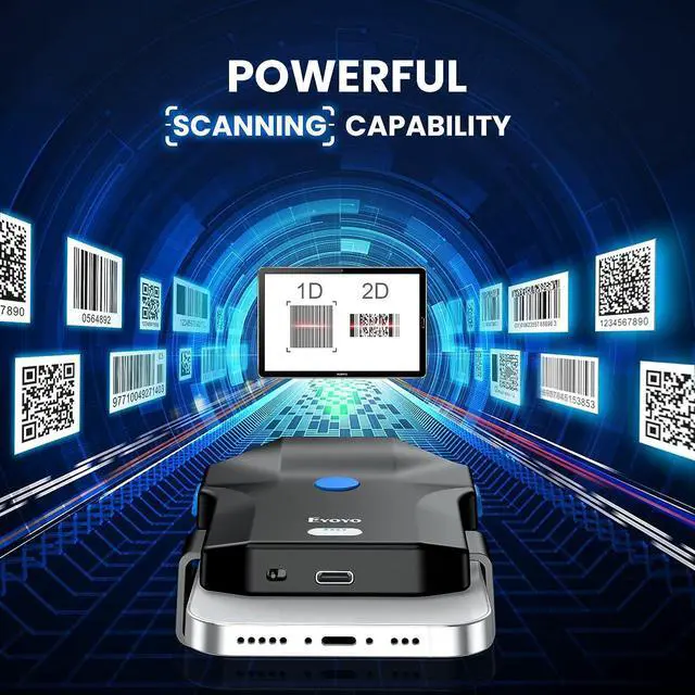 Alt view image 3 of 7 - Upgraded Eyoyo QR Bluetooth Barcode Scanner, Wireless Back Clip Phone 1D 2D Bar Code Reader with Image Scanning Function Compatible with Android, iOS, iPad, iPhone for Warehouse Inventory Book Library