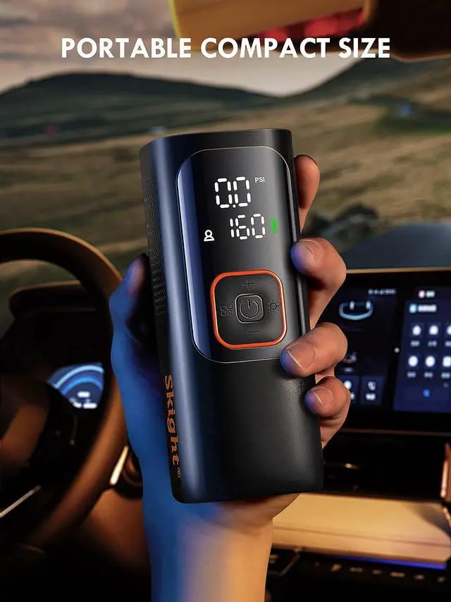 Alt view image 6 of 7 - Tire Inflator Portable Air Compressor - Powerful 150PSI & 2X Faster, Accurate Pressure LCD Display, Cordless Easy Operation - Portable Air Pump for Car, Motorcycle, E-Bike, Ball