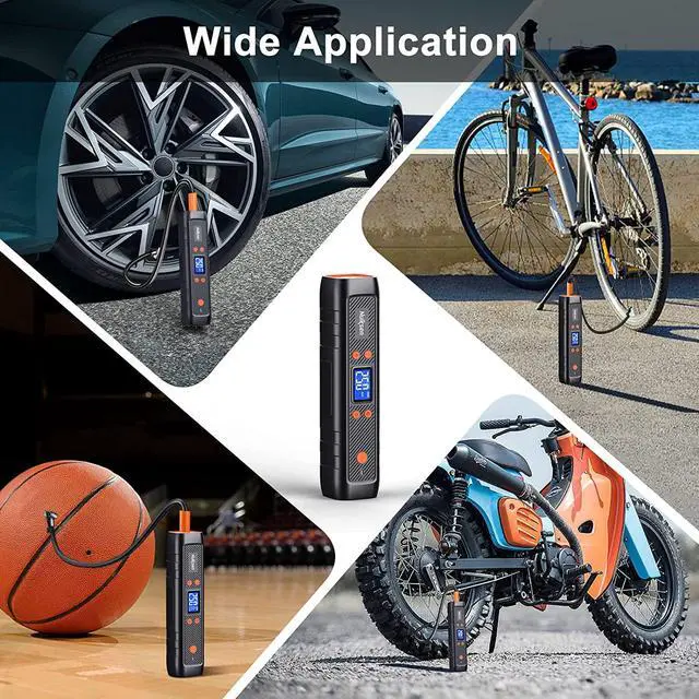 Alt view image 3 of 7 - Nulksen Tire Inflator Portable Air Compressor, 150PSI Cordless Air Pump for Car Tires with 6000mAh Battery, Electric Tire Pump with Pressure Gauge Emergency Light for Car Bike Motor Ball, Bike Pump