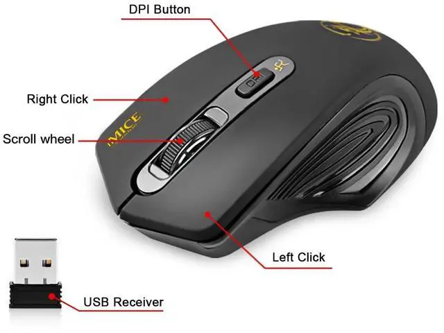 Alt view image 4 of 6 - iMice Wireless Mouse 4 Buttons 2000DPI Mause 2.4G Optical USB Silent Mouse Ergonomic Mice Wireless For Laptop PC Computer Mouse