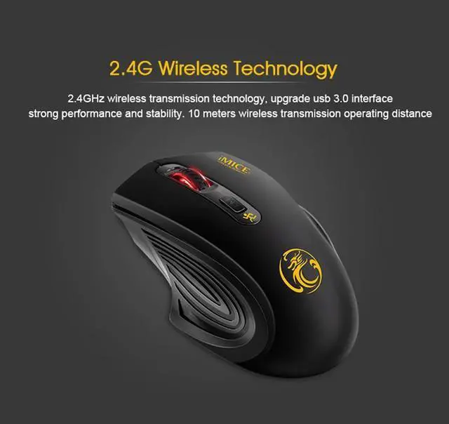 Alt view image 2 of 6 - iMice Wireless Mouse 4 Buttons 2000DPI Mause 2.4G Optical USB Silent Mouse Ergonomic Mice Wireless For Laptop PC Computer Mouse