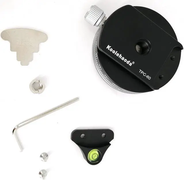 Alt view image 4 of 6 - koolehaoda Camera Panoramic Panning Base with Arca Swiss Style Plate, Aluminum Alloy Black Panorama Tripod Head with Bubble Level for Tripod Monopod DSLR Cameras