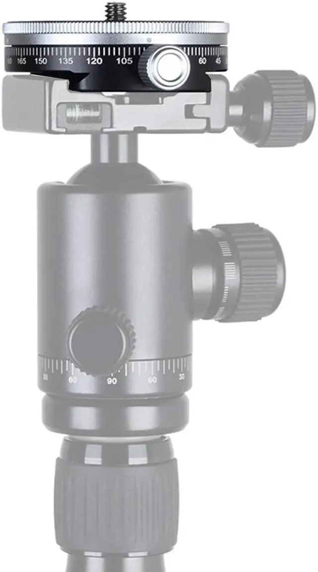Alt view image 5 of 6 - koolehaoda Camera Panoramic Panning Base with Arca Swiss Style Plate, Aluminum Alloy Black Panorama Tripod Head with Bubble Level for Tripod Monopod DSLR Cameras