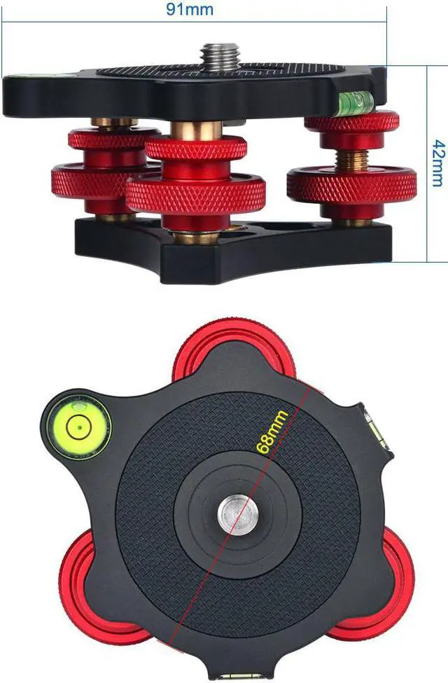Alt view image 4 of 6 - koolehaoda Leveler with Bubble Level LP-64 for Tripod 3/8 Mounting Screw 3 Adjustment Dials for Camera Tripod