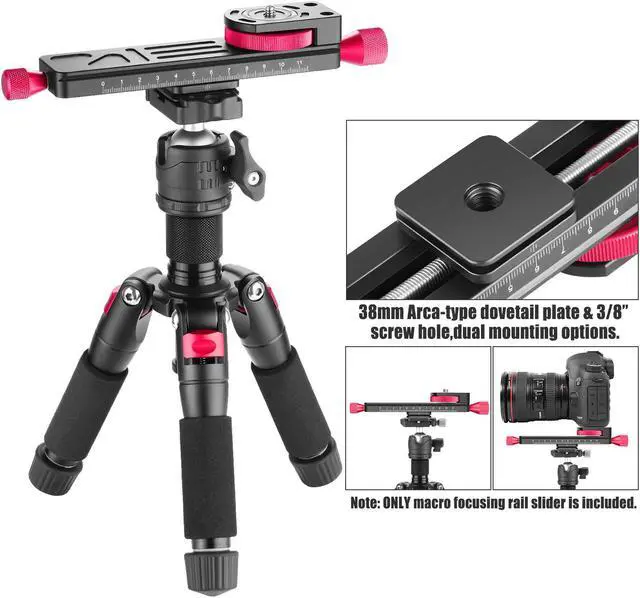 Alt view image 3 of 6 - koolehaoda Metal Wormdrive Macro Focusing Focus Rail Slider/Close-up Shooting Clamp Plate: 115mm Adjustment with 1/4"Screw Head for DSLR Cameras,Tripod Ballhead, Arca/RRS Lever Clamp Compati (W-160)