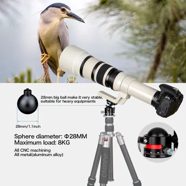 Alt view image 5 of 6 - koolehaoda Low-Profile Mini Ball Head 28mm ball diameter with 1/4" Screw Arca-Type QR Plate for Tripod,Slider and DSLR Cameras, Net weight only 170g / 0.38lbs