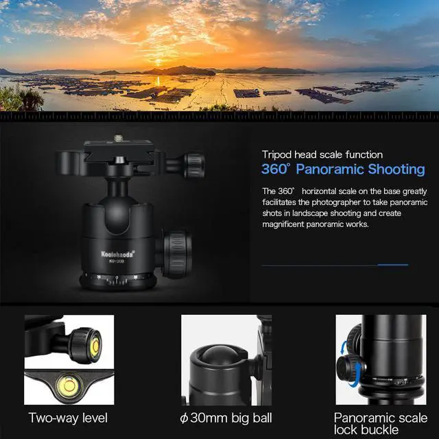 Alt view image 3 of 6 - Koolehaoda Portable Tabletop Mini Tripod with Ball Head,Height Adjustable 9-21.5inch, Compact Desktop Macro Mini Tripod with Carrying Bag for DSLR Camera (KQ-166)