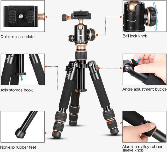 Alt view image 4 of 6 - Koolehaoda Portable Tabletop Mini Tripod,Height Adjustable 8-20inch,Compact Desktop Macro Mini Tripod with Carrying Bag,Weight only 1.5lbs / 0.68kg(KQ-155 Mini Tripod)