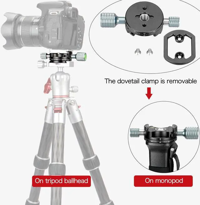 Alt view image 2 of 7 - koolehaoda 360° Mini Panoramic Tripod Head Metal Clamp Compatible with RRS/Arca-Swiss Ball Head Quick Release Plate, Camera Tripod BallHead (H2-Panoramic base)