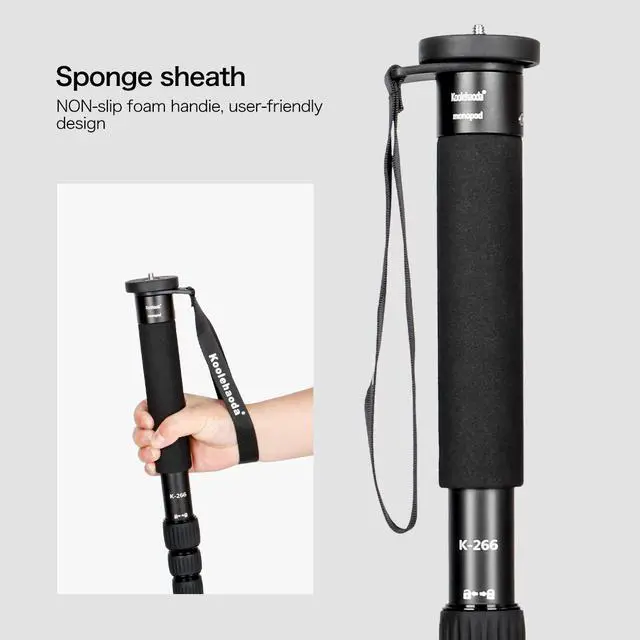 Alt view image 5 of 6 - koolehaoda 6-Section Monopod Compact Portable Photography Aluminum Alloy Unipod Stick, Max. Load 10kg / 22lbs, Folding size is only 38CM (Black)