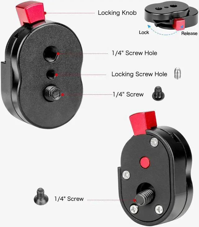 Alt view image 5 of 7 - koolehaoda 1/4" Mini Quick Release Plate System for Tripod, Articulated Arm, Mount LCD Monitors, Magic Arm, LED Light