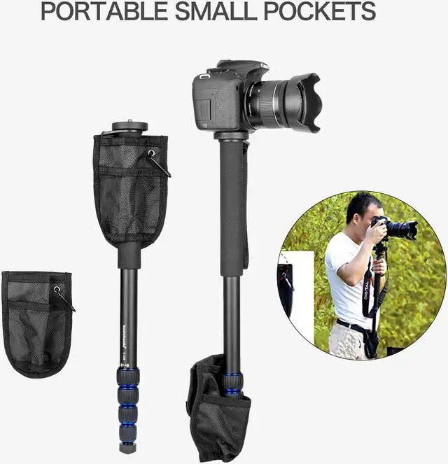 Alt view image 6 of 7 - Koolehaoda Professional 65-inch Camera Aluminium Monopod with Folding Three Feet Support Stand