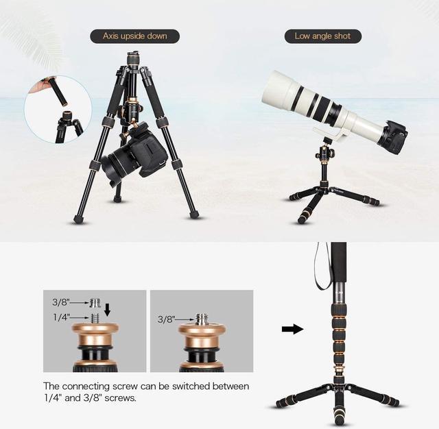 Alt view image 2 of 6 - Koolehaoda Portable Tabletop Mini Tripod,Height Adjustable 8-20inch,Compact Desktop Macro Mini Tripod with Carrying Bag,Weight only 1.5lbs / 0.68kg(KQ-155 Mini Tripod)