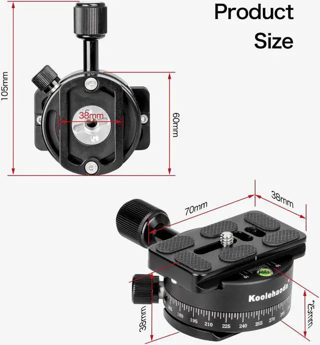 Alt view image 2 of 7 - koolehaoda 360° Panoramic Head Tripod Head With 70mm Quick Release Plate Compatible with RRS/ARCA Ball Head for Tripod Monopod Slider DSLR Cameras (LPC-1 Panoramic Head)