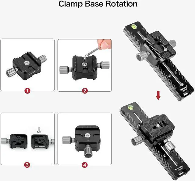 Alt view image 3 of 7 - koolehaoda 240mm Professional Rail Nodal Slide Metal Quick Release Clamp,Dual Dovetail Camera Bracket Mount with Double-Sided Clamp can be Rotated 90°, for Camera with Arca Swiss Compatible