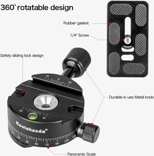 Alt view image 3 of 7 - koolehaoda 360° Panoramic Head Tripod Head With 70mm Quick Release Plate Compatible with RRS/ARCA Ball Head for Tripod Monopod Slider DSLR Cameras (LPC-1 Panoramic Head)
