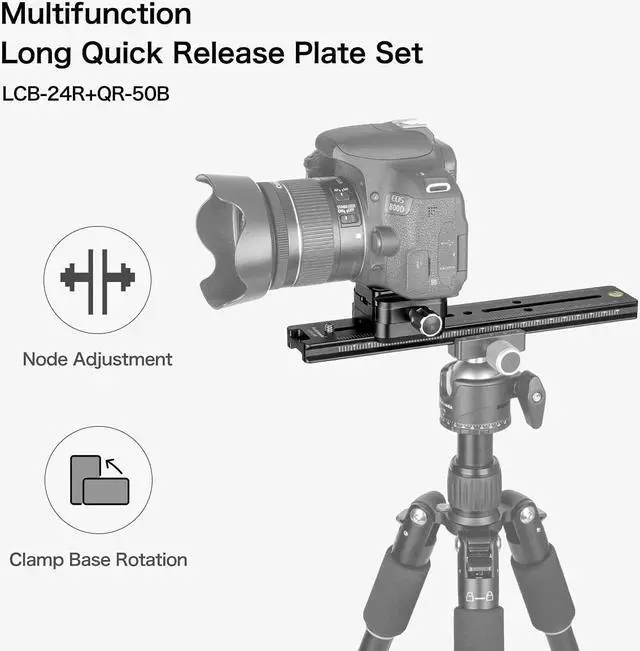 Alt view image 2 of 7 - koolehaoda 240mm Professional Rail Nodal Slide Metal Quick Release Clamp,Dual Dovetail Camera Bracket Mount with Double-Sided Clamp can be Rotated 90°, for Camera with Arca Swiss Compatible