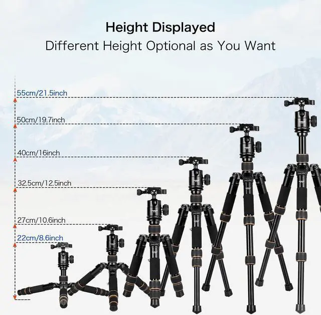Alt view image 5 of 6 - Koolehaoda Portable Tabletop Mini Tripod with Ball Head,Height Adjustable 9-21.5inch, Compact Desktop Macro Mini Tripod with Carrying Bag for DSLR Camera (KQ-166)