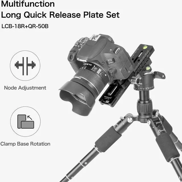 Alt view image 3 of 7 - koolehaoda 180mm Professional Rail Nodal Slide Metal Quick Release Clamp,Dual Dovetail Camera Bracket Mount with Double-Sided Clamp can be Rotated 90°, for Camera with Arca Swiss Compatible(LCB-18R)