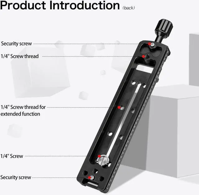 Alt view image 4 of 7 - Koolehaoda 200mm Multifunction Rail Nodal Slide Metal Quick Release Clamp Compatible Arca Swiss (PU-200)