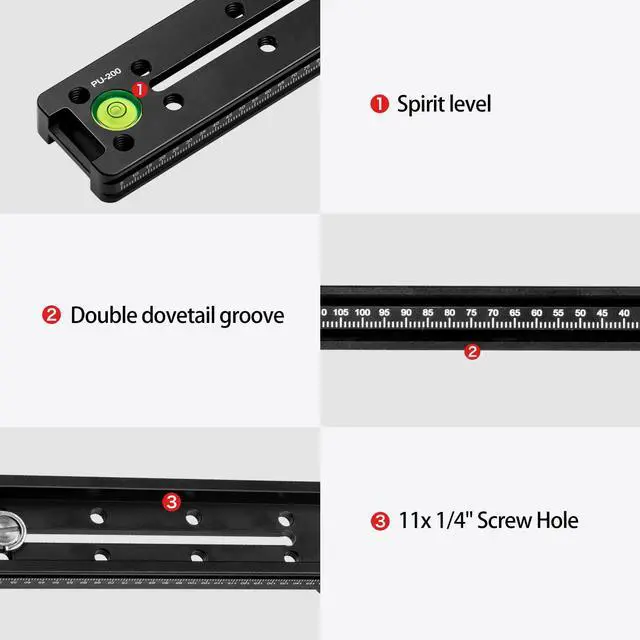 Alt view image 2 of 7 - Koolehaoda 200mm Multifunction Rail Nodal Slide Metal Quick Release Clamp Compatible Arca Swiss (PU-200)