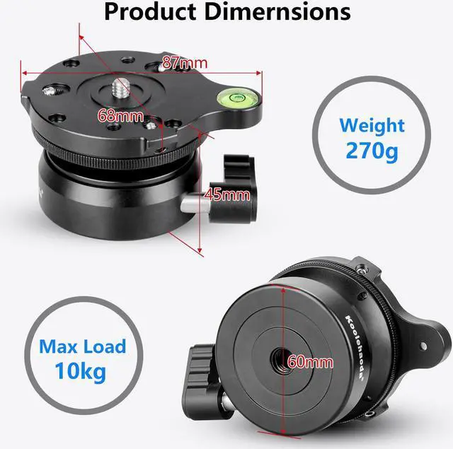 Alt view image 5 of 7 - koolehaoda Tripod Leveling Base Leveler Adjusting Plate with 1/4" Thread,Bubble Level for Canon,for Nikon,for Sony DSLR Camera