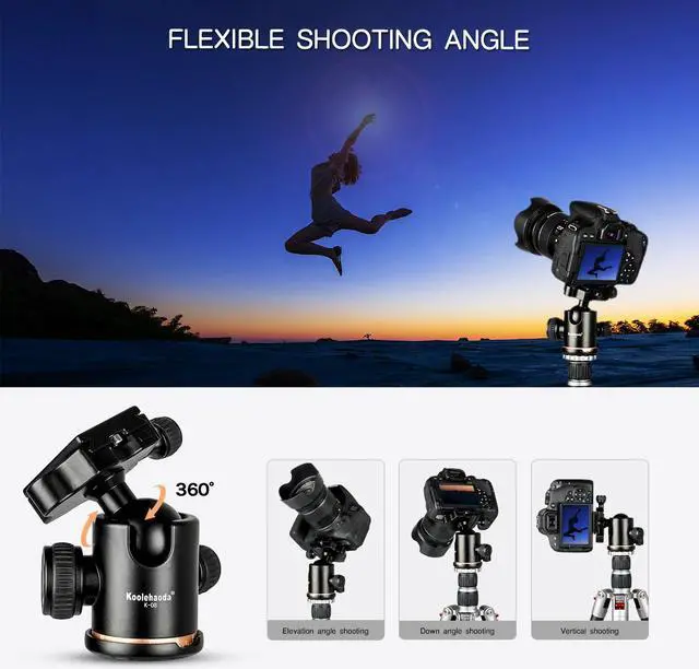 Alt view image 2 of 7 - koolehaoda Tripod Ball Head, 360° Panoramic Aluminum Alloy Ball Head with 1/4" Quick Release Plate and Bubble Level,Max Load 22LBS/10KG for DSLR Cameras and Tripod,Monopod,Slider