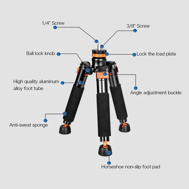 Alt view image 3 of 6 - Koolehaoda A3 Tabletop Mini Tripod with 1/4 and 3/8" Screw Mount, Universal Monopod Base Unipod Support Compatible with DSLR Cameras Video Micro Shooting