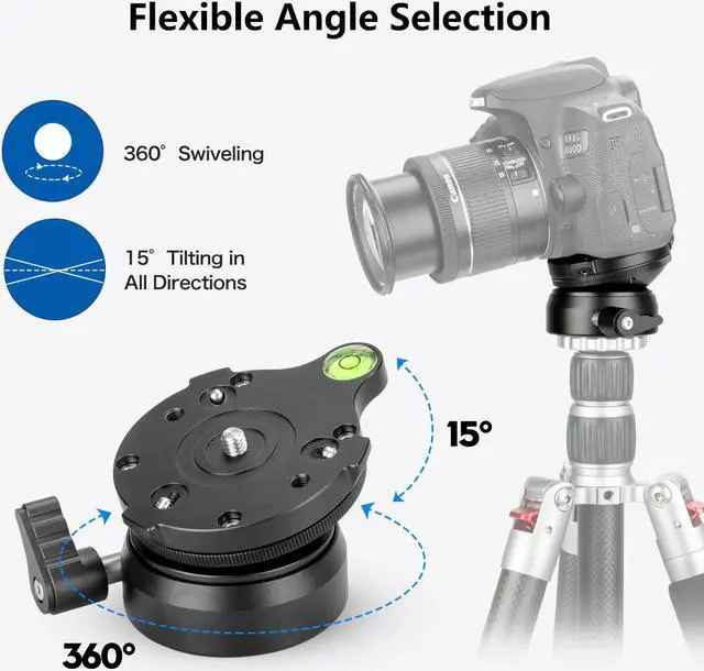Alt view image 3 of 7 - koolehaoda Tripod Leveling Base Leveler Adjusting Plate with 1/4" Thread,Bubble Level for Canon,for Nikon,for Sony DSLR Camera