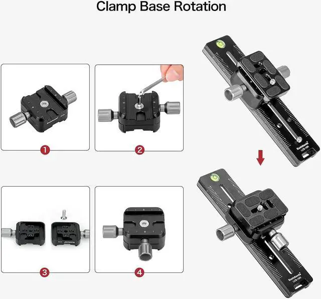 Alt view image 4 of 7 - koolehaoda 180mm Professional Rail Nodal Slide Metal Quick Release Clamp,Dual Dovetail Camera Bracket Mount with Double-Sided Clamp can be Rotated 90°, for Camera with Arca Swiss Compatible(LCB-18R)
