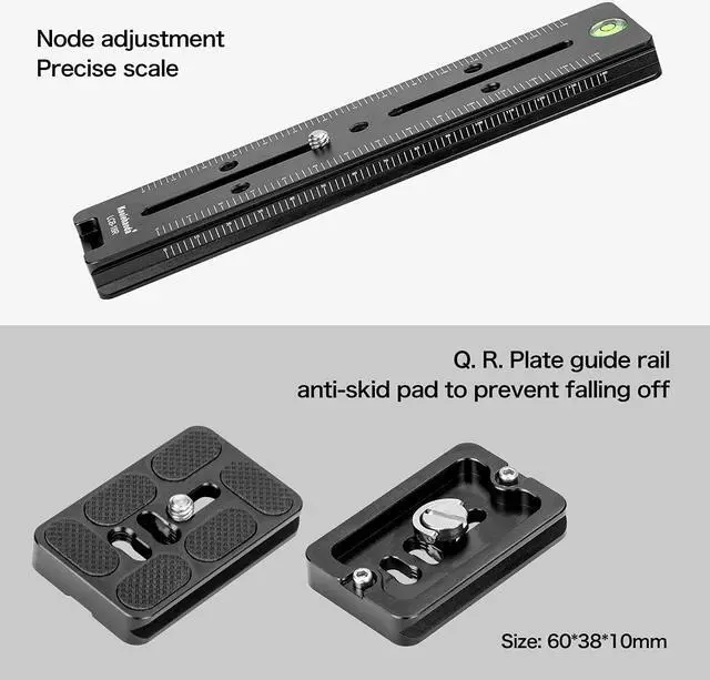 Alt view image 5 of 7 - koolehaoda 180mm Professional Rail Nodal Slide Metal Quick Release Clamp,Dual Dovetail Camera Bracket Mount with Double-Sided Clamp can be Rotated 90°, for Camera with Arca Swiss Compatible(LCB-18R)