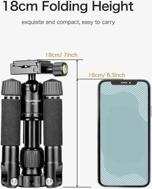 Alt view image 2 of 7 - Koolehaoda Portable Mini Tripod Aluminum Alloy Tabletop Tripod Height 20 inch / 51cm with 360 Degree Ball Head and Bag for DSLR Camera, Video Camcorder.Load up to 11lbs / 5kg - (Black  H-50)