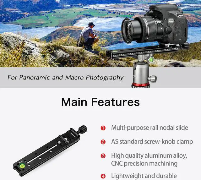 Alt view image 5 of 7 - Koolehaoda 200mm Multifunction Rail Nodal Slide Metal Quick Release Clamp Compatible Arca Swiss (PU-200)