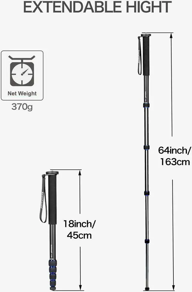 Alt view image 6 of 7 - Koolehaoda 64-inch Camera Aluminium Monopod Unipod