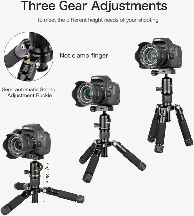 Alt view image 3 of 7 - Koolehaoda Portable Mini Tripod Aluminum Alloy Tabletop Tripod Height 20 inch / 51cm with 360 Degree Ball Head and Bag for DSLR Camera, Video Camcorder.Load up to 11lbs / 5kg - (Black  H-50)