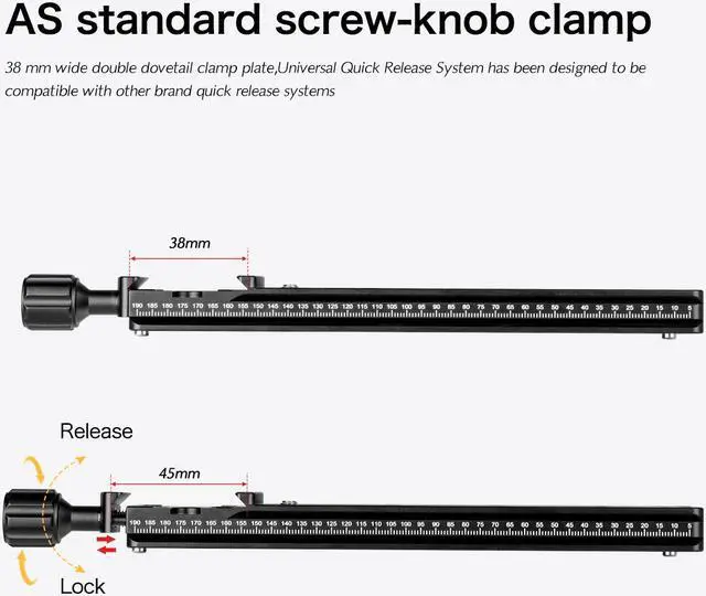 Alt view image 3 of 7 - Koolehaoda 200mm Multifunction Rail Nodal Slide Metal Quick Release Clamp Compatible Arca Swiss (PU-200)