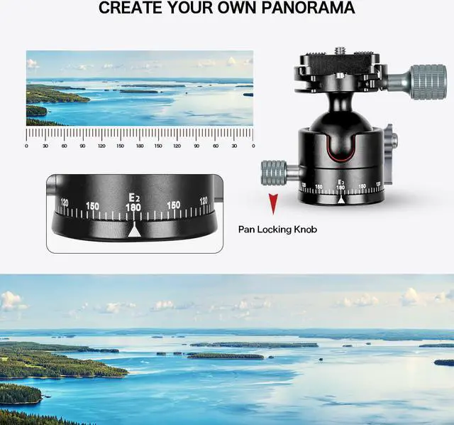 Alt view image 5 of 7 - Koolehaoda Low Profile Ball Head, F36mm Ball Diameter All Metal Tripod Head with 1/4" Screw Arca Swiss Quick Release Plates for DSLR Cameras Tripods Monopods, Max Load 33lbs/15kg