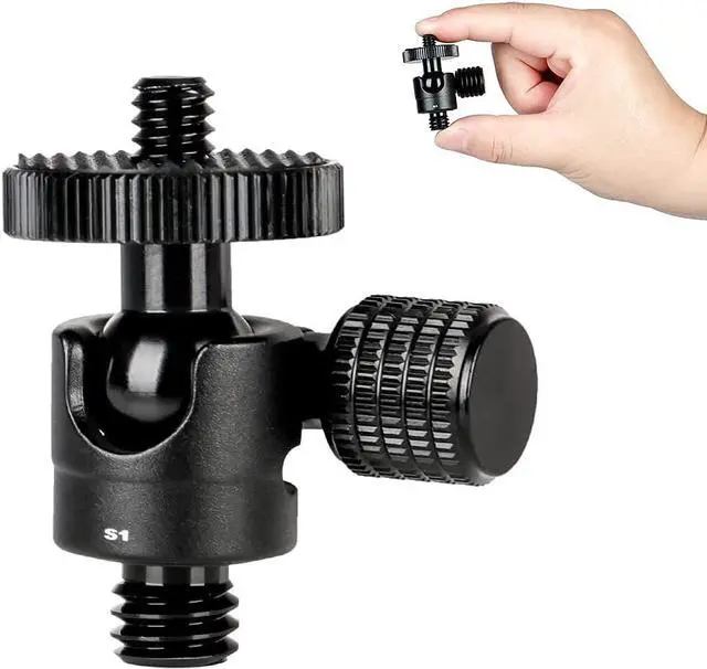 Main image of koolehaoda small Ballhead Camera Ball Head Tripod Mount and 1/4 to 3/8 Connector 1/4 to 3/8 Connector)