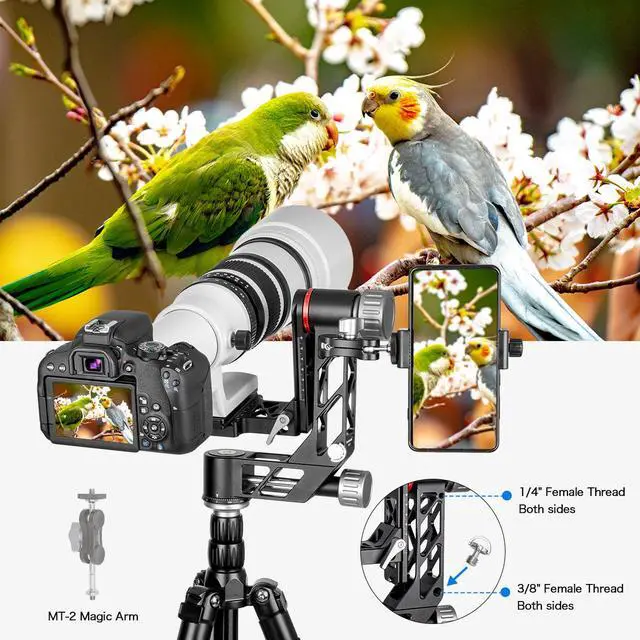 Alt view image 7 of 7 - koolehaoda Professional Gimbal Head Tripod Head Aluminum Alloy Heavy Duty 360° Panoramic with Arca-Swiss Standard 1/4 inch QR Plate for DSLR Cameras up to 55.11lbs/25kg(GH-3)