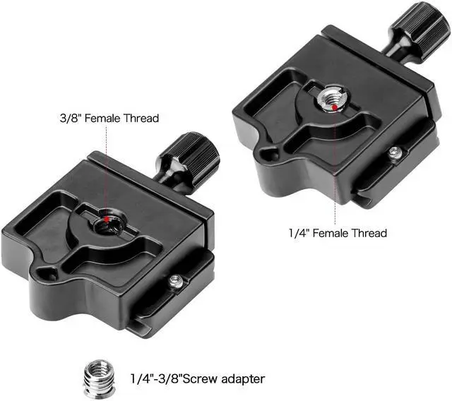 Alt view image 3 of 7 - Koolehaoda Quick Release Plate Adapter Clamp with 1/4-3/8 inches Screw and Bubble Level for DSLR Camera, Tripod, Monopod, Stabilizer, Ball Head