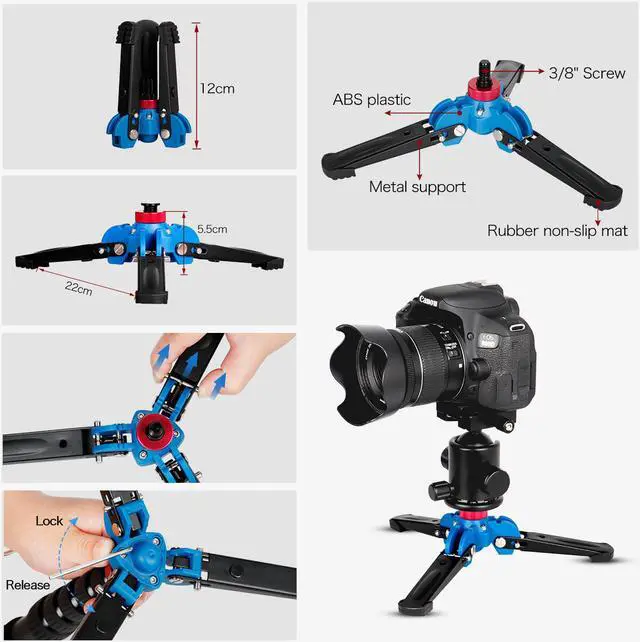 Alt view image 6 of 6 - Koolehaoda Extendable Camera Aluminum Monopod with Removable Tripod Support Base. 6 Sections 16.5-63inches Adjustable, Leg max diameter: F28MM,Payload up to 7kg / 15.43lbs-(K-266 Blue)