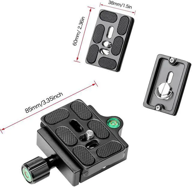 Alt view image 7 of 7 - Koolehaoda Quick Release Plate Adapter Clamp with 1/4-3/8 inches Screw and Bubble Level for DSLR Camera, Tripod, Monopod, Stabilizer, Ball Head