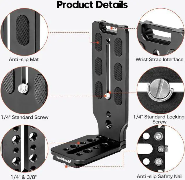 Alt view image 7 of 7 - koolehaoda Universal L Quick Release Plate Bracket For Camera Benro Arca Swiss Standard