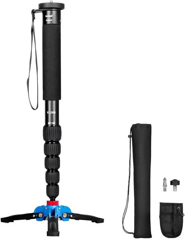 Main image of Koolehaoda Extendable Camera Aluminum Monopod with Removable Tripod Support Base. 6 Sections 16.5-63inches Adjustable, Leg max diameter: F28MM,Payload up to 7kg / 15.43lbs-(K-266 Black)